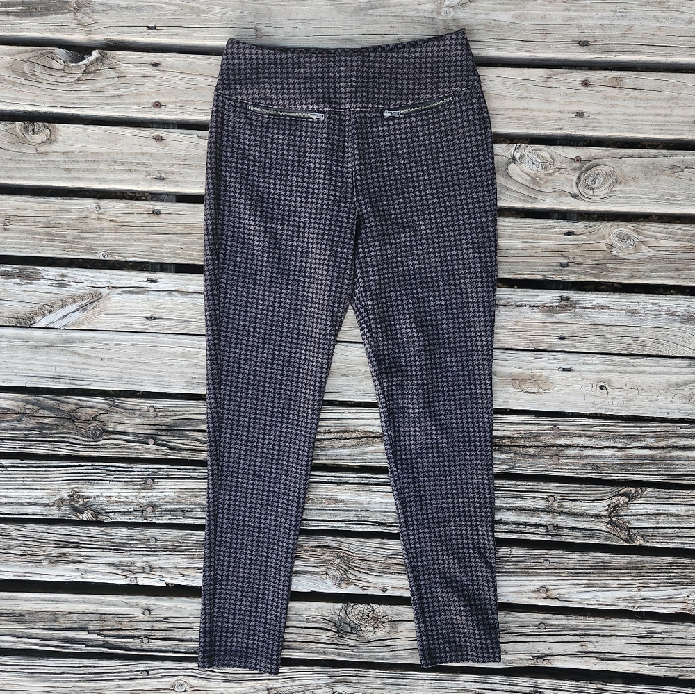 Mudd Flx High Rise Ponte Legging Houndstooth Black Gray Soft Stretchy Medium